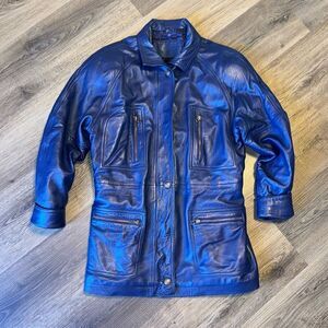 Georgetown leather design ladies soft leather jacket coat size small Y2K retro